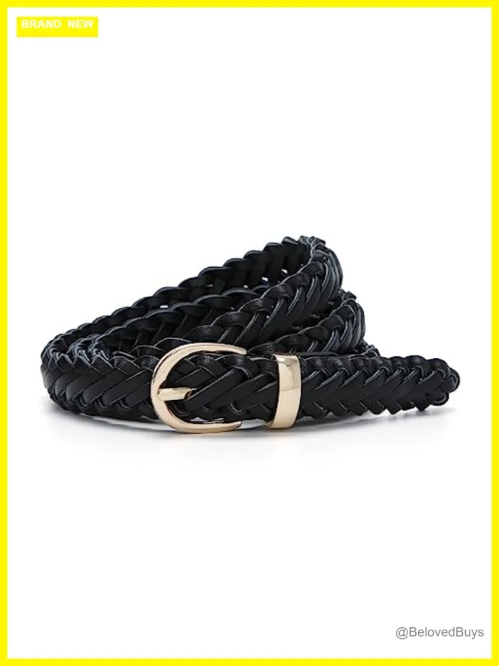 Hand Woven Faux Leather Skinny Belt Adjustable No Holes